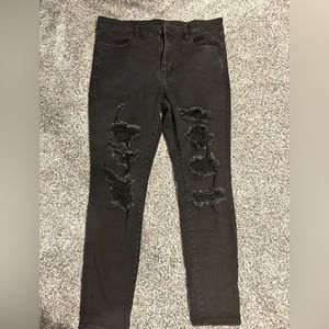 Black American eagle ripped jeans. Hi-rise crop jegging. 14 short